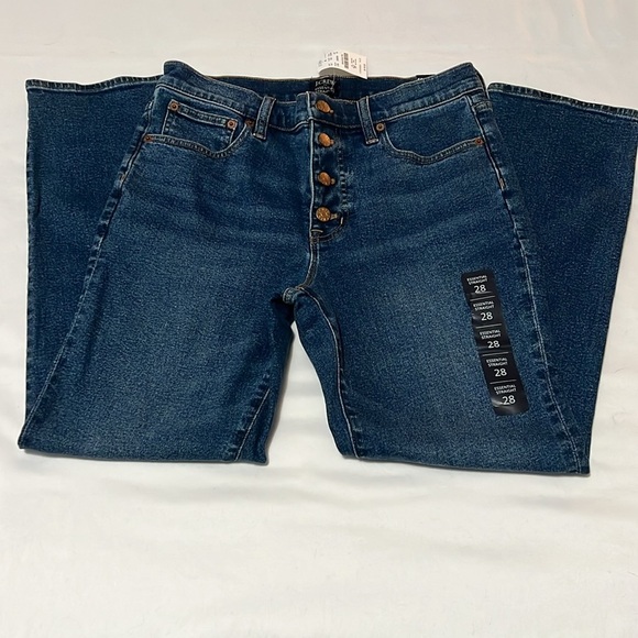 NWT J. Crew Essential Straight Exposed Button Dark Wash Jeans - Picture 1 of 6